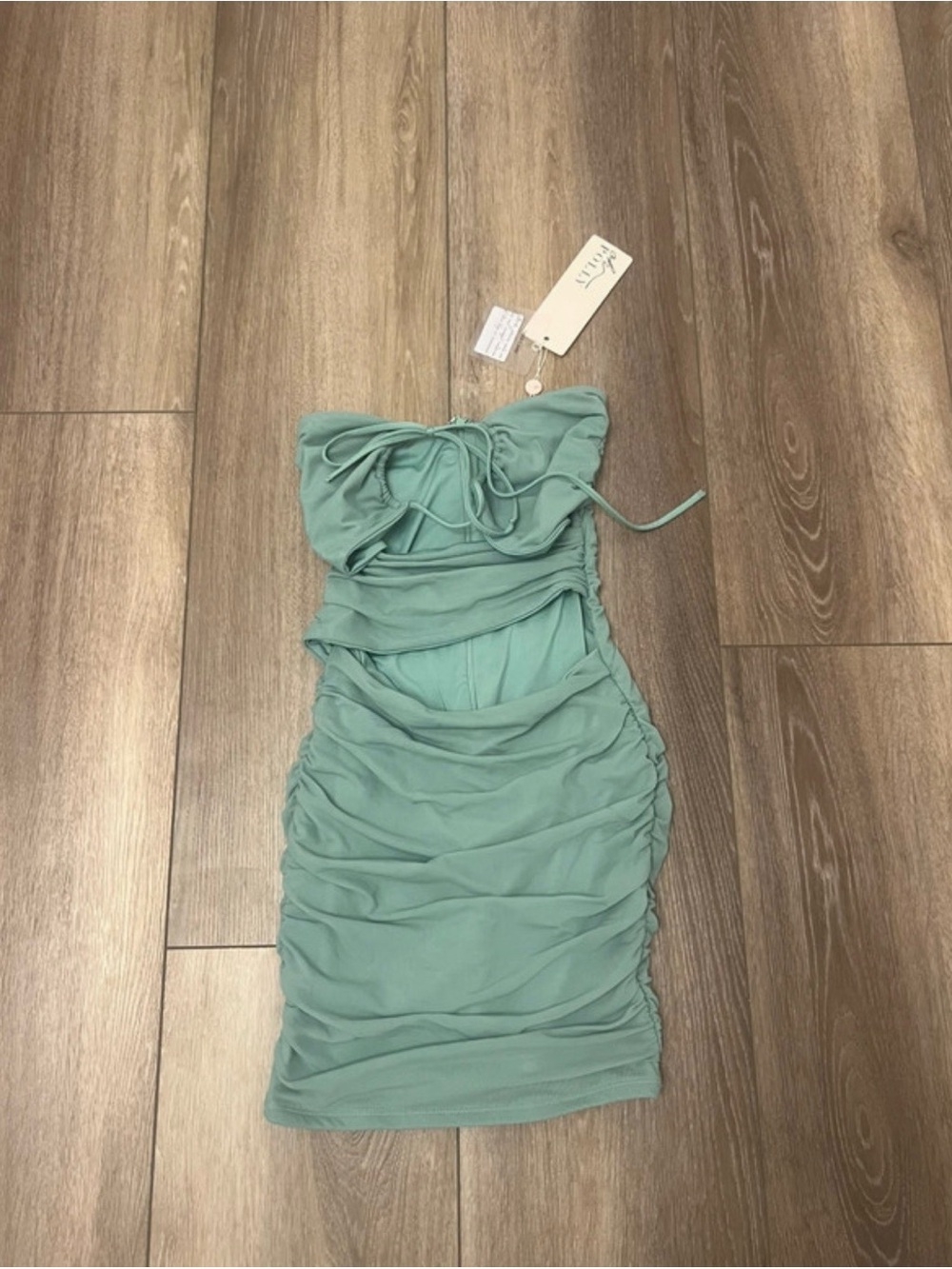 Oh Polly Strapless Ruched Mini Dress